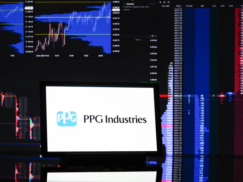 In this photo illustration, the PPG Industries, Inc. logo...