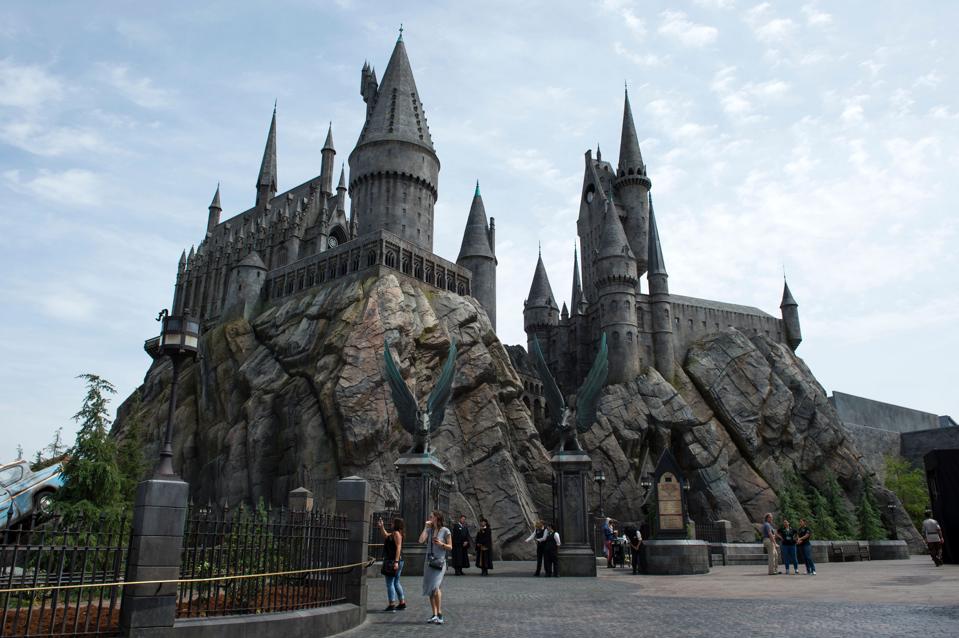 An exterior view of Hogwarts at Universal Studios Hollywood