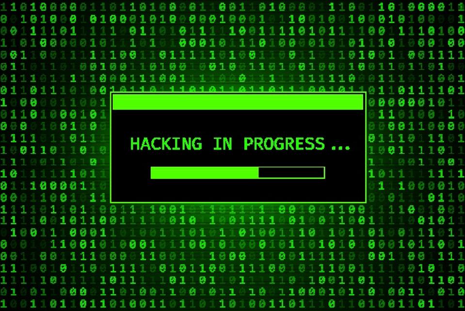 Green code background - hacking in progress dialog.