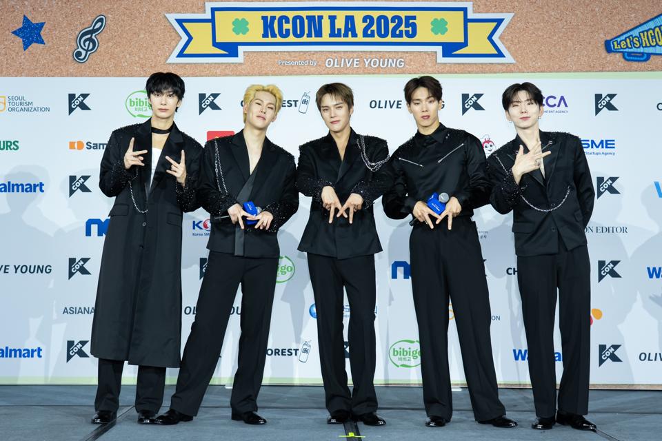 MONSTA X on the KCON LA 2025 Red Carpet // Courtesy of CJ ENM
