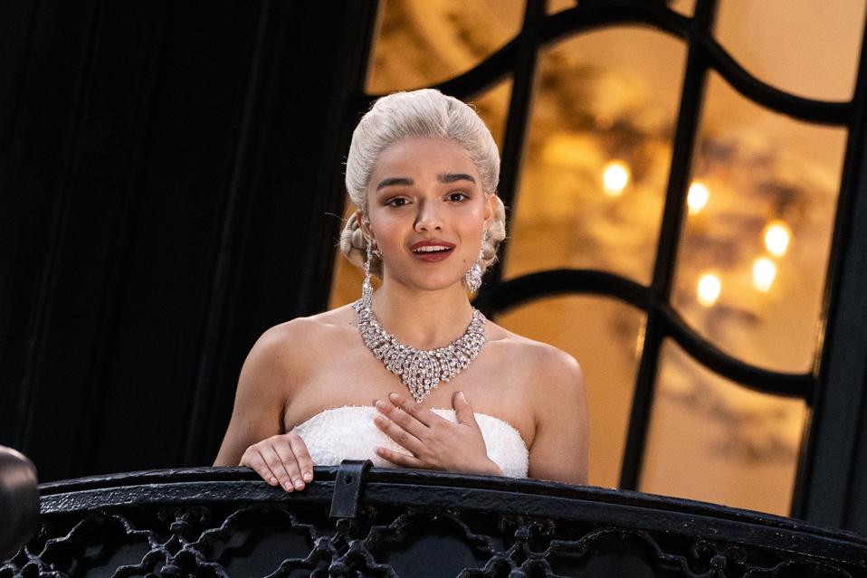 Rachel Zegler Performs On The Balcony Of The London Palladium In "Evita"