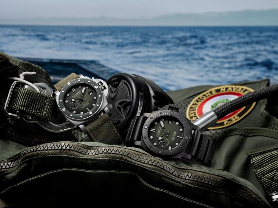 From Left, the Panerai PAM01697 and the PAM01698 inspired by Aviazione Navale