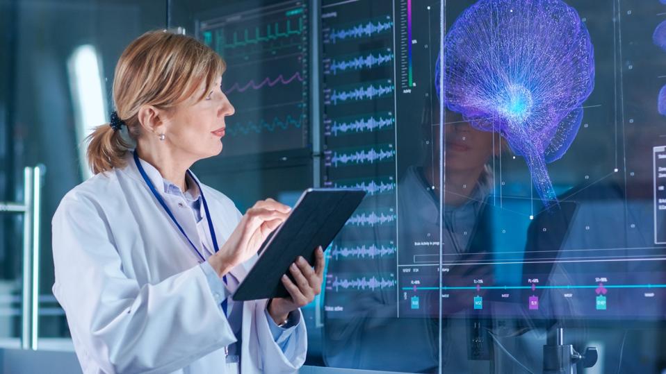 Doctors study electrical brain activity.