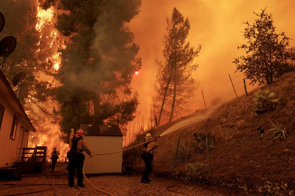 Firefighters Battle Canyon Fire North Of Los Angeles