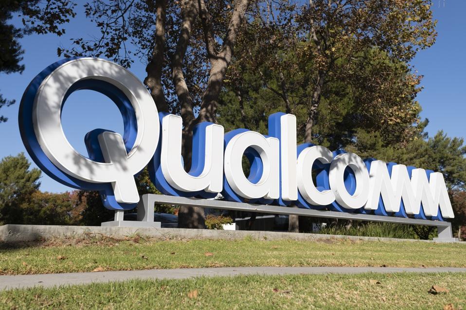 Qualcomm sign in front of its headquarters