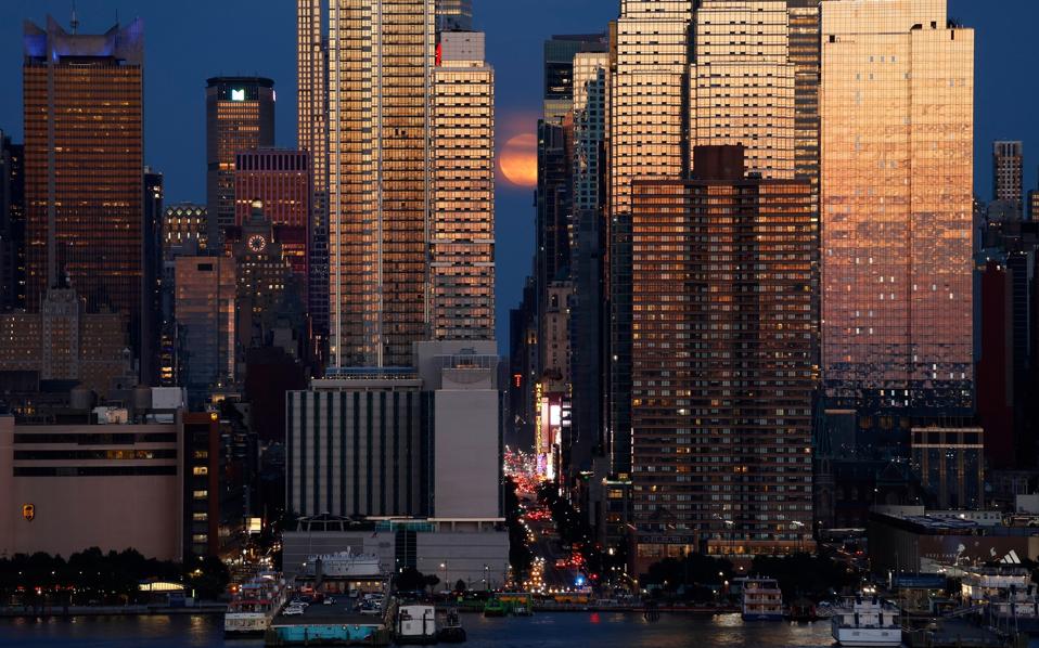 Sturgeon Moon Rises in New York City