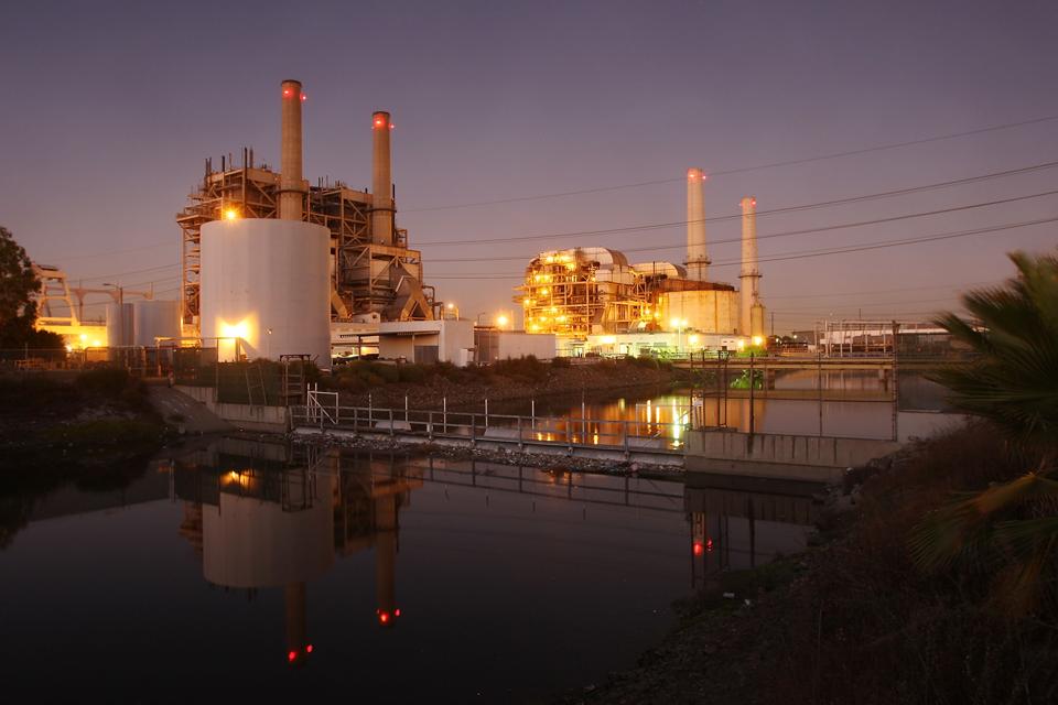 Photo of gas-fired power plant in Long Beach, California.