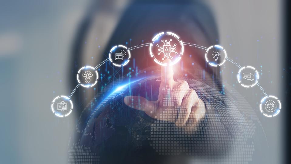 AI agent and generative artificial intelligence concept.Digital interface featuring artificial intelligence, automation and business innovation. Robotic processes automation and data analytics.