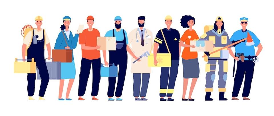 Illustration of frontline workers