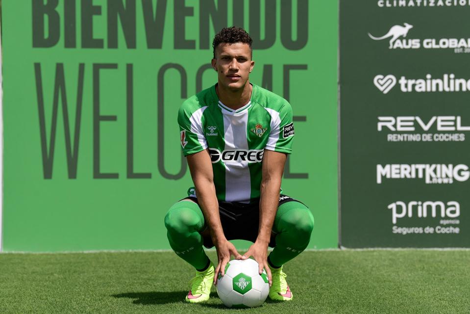 Colombian player Nelson Deossa being presented as a new Real Betis player in Spain.