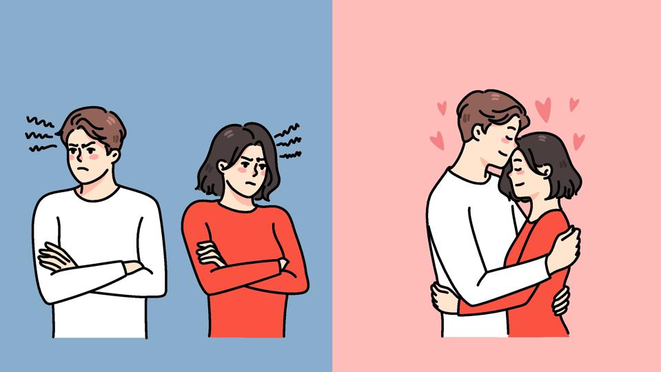 Couple fight and love relationship problems