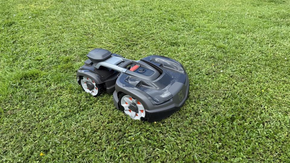 robot lawnmower on lawn