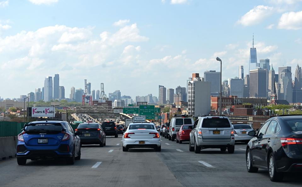 Heavy traffic heading toward New York City.