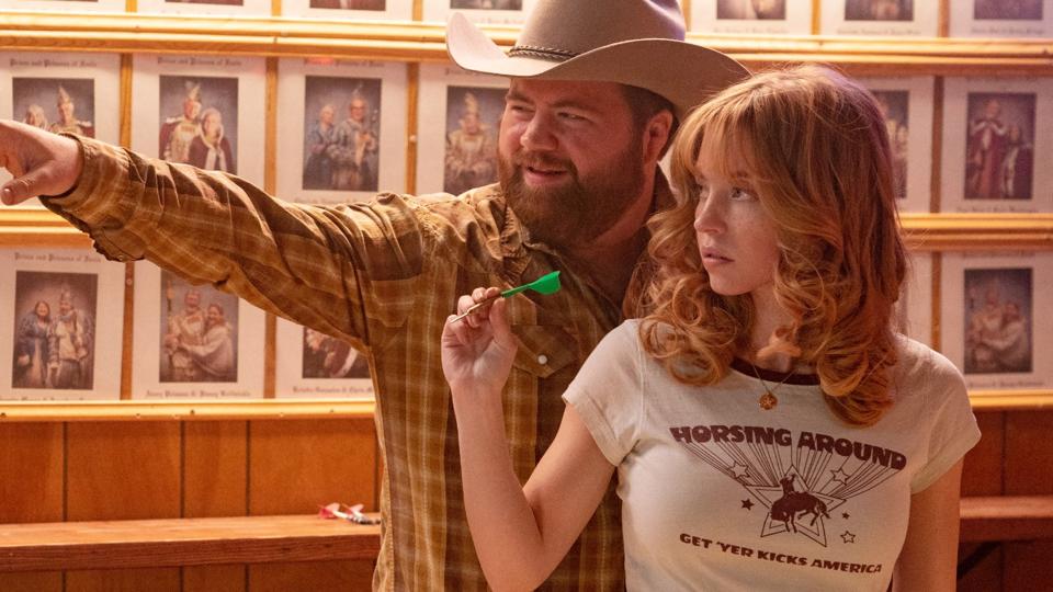 Paul Walter Hauser and Sydney Sweeney in "Americana."