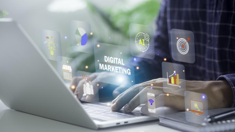 The idea is that online marketing digital channels relies on 'Internet' to communicate and analyze solutions and content developed in global network connection.