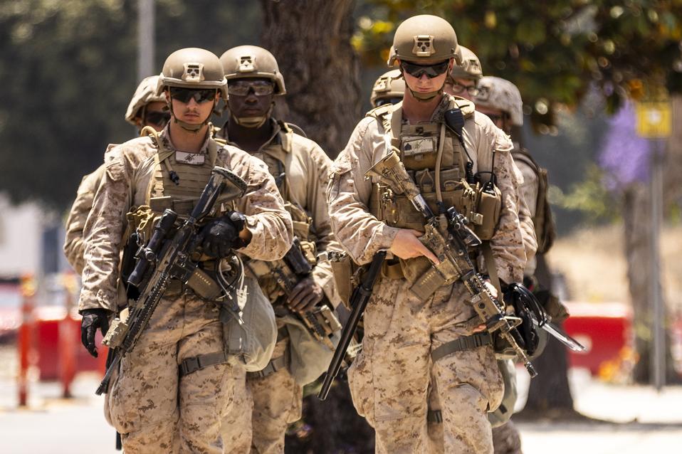 U.S. Marines Arrives In Los Angeles Ahead of "No Kings Day" Protest