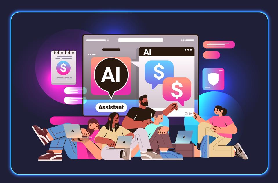 Diverse professionals using AI to make passive income