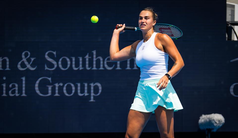 Aryna Sabalenka looks irritable during her Cincinnati Open defeat to Elena Rybakina,