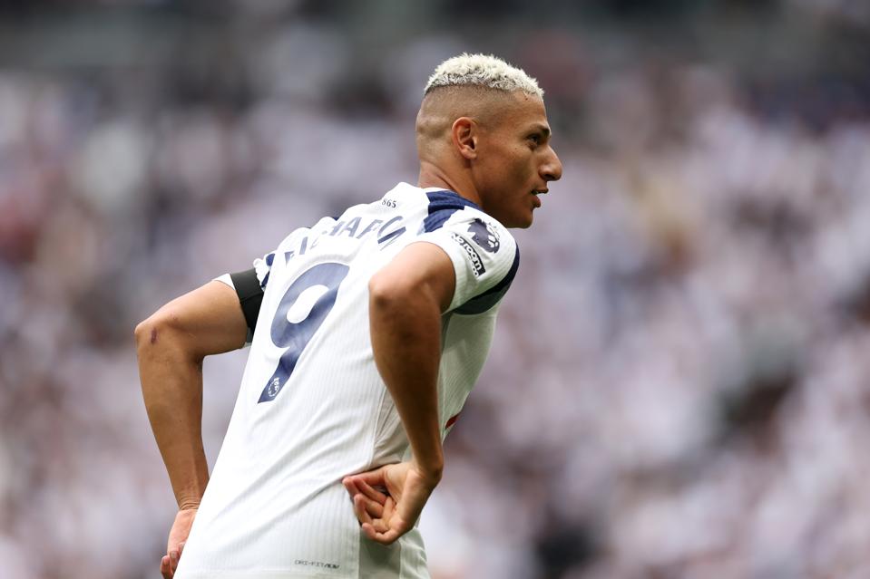 Richarlison does his typical pigeon goal celebration as Spurs beat Burnley.