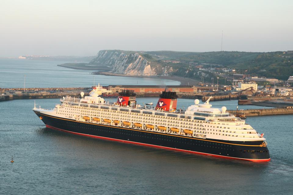 "Disney Magic" Cruise Ship Passes The White Cliffs Of Dover England