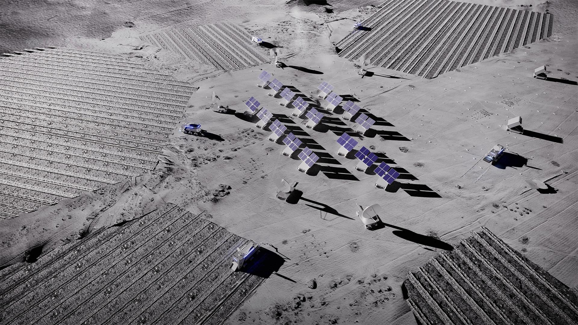 Rendering of a tilled lunar surface