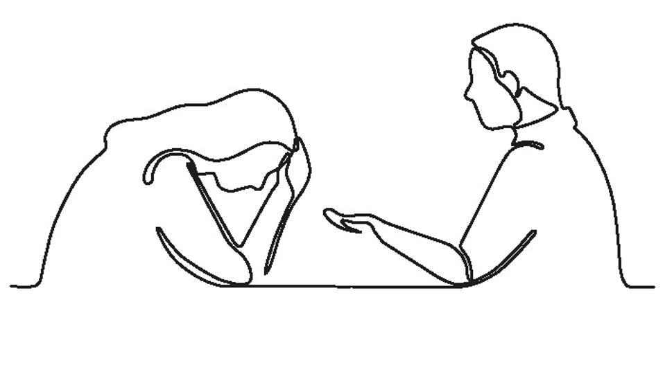 Talk couple, conversation in relationship, psychological problem, continuous one line drawing. Sad girl and man. Crisis therapy, counselling for family people under stress, depression. Vector outline