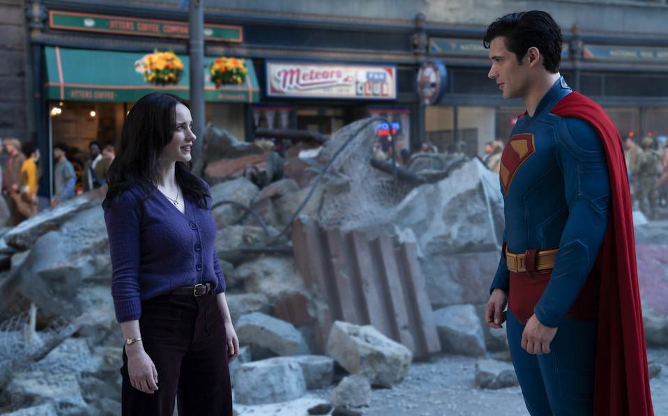Rachel Brosnahan and David Corenswet star in "Superman."