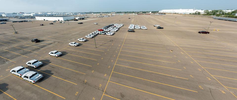 Few Cars in Parking Lot at Stellantis Factory