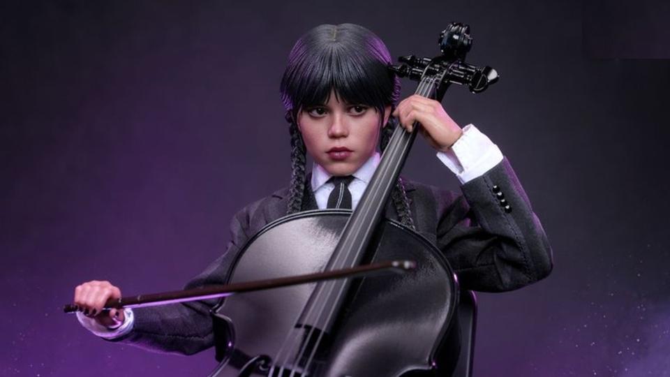 Jenna Ortega Wednesday Addams 12-inch scale Hot Toys collectible action figure.