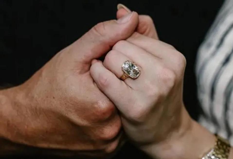 Instagram shared a picture of the Kelce and the fast hand and the engagement ring 