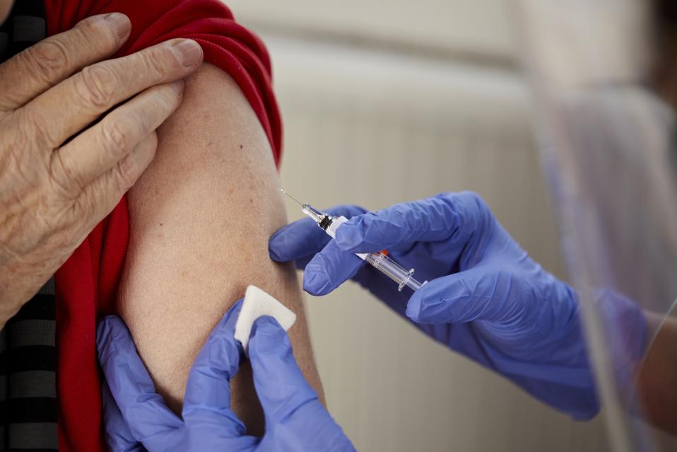 Close-up of coronavirus vaccination