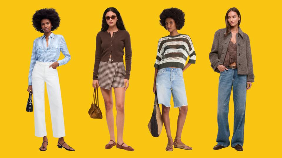 Four women wearing different outfits from Madewell.