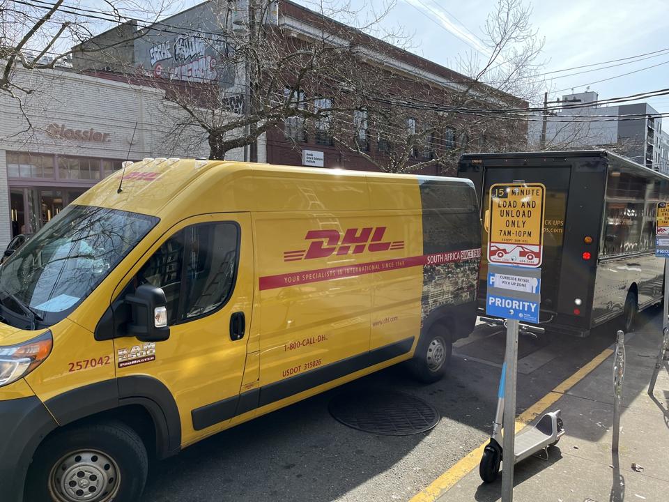 Curbside loading zone in city