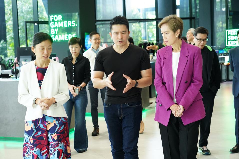 Razer CEO Min-Liang Tan with Josephine Teo.