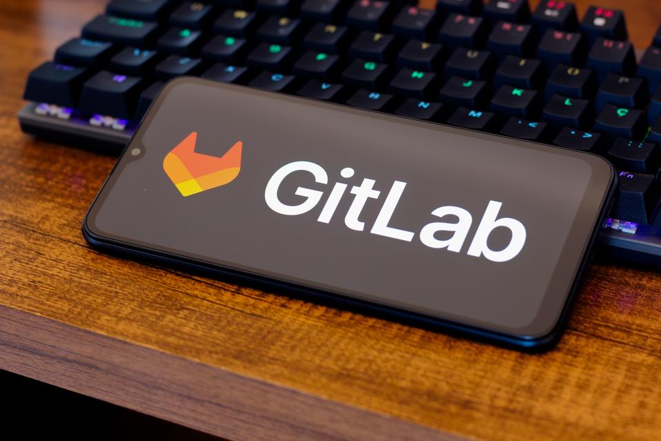 In this photo illustration, the GitLab logo is seen...