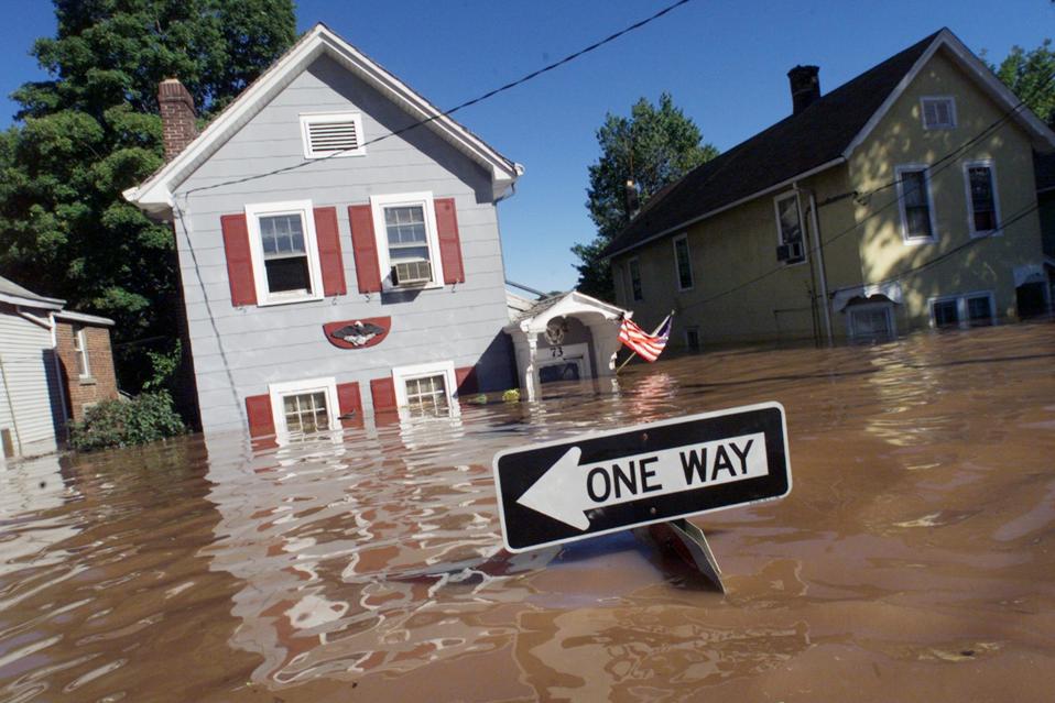 Street is flooded in aftermath of Hurricane Floyd in Bound B