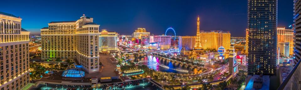 Aerial view of Las Vegas strip in Nevada