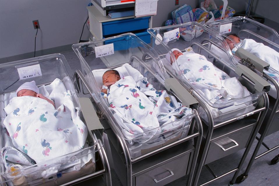 Newborns in hospital nursery