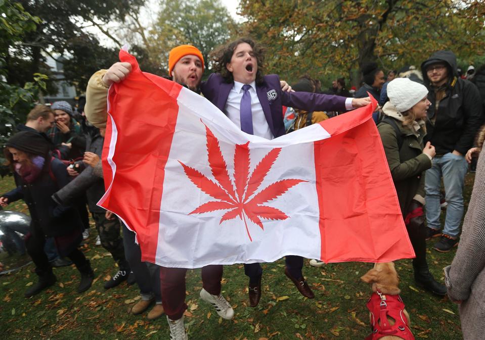 People gathered a 4:20 for a 420 celebration of legalization day of marijuana at Trinity Bellwoods