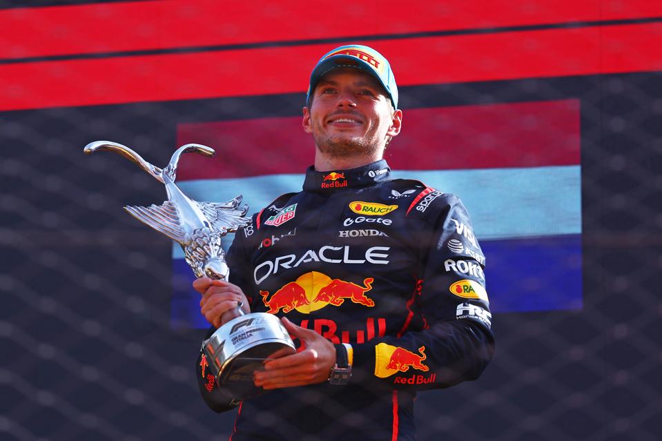 Max Verstappen on Podium with trophy winners during F1 Grand Prix of Italy 
