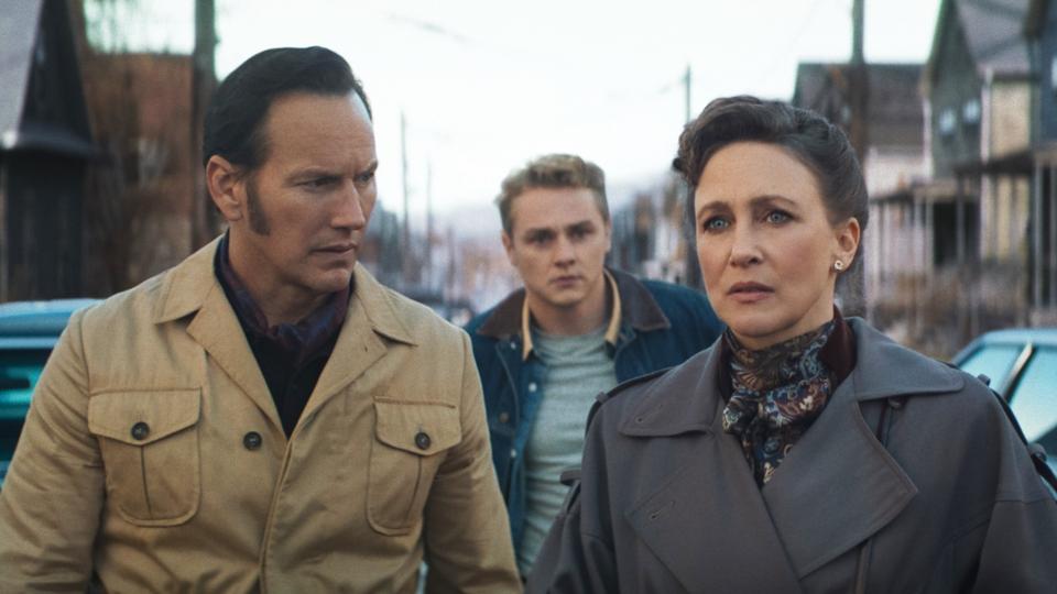 Patrick Wilson, Ben Hardy and Vera Farmiga in "Retaining the last rite."