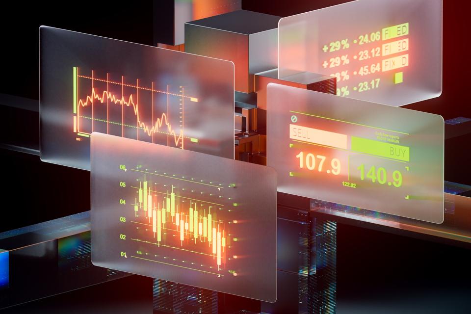 Futuristic Financial Dashboards with Market Graphs. Strategic Insights for the Modern Investor - Navigating the Markets with Confidence.