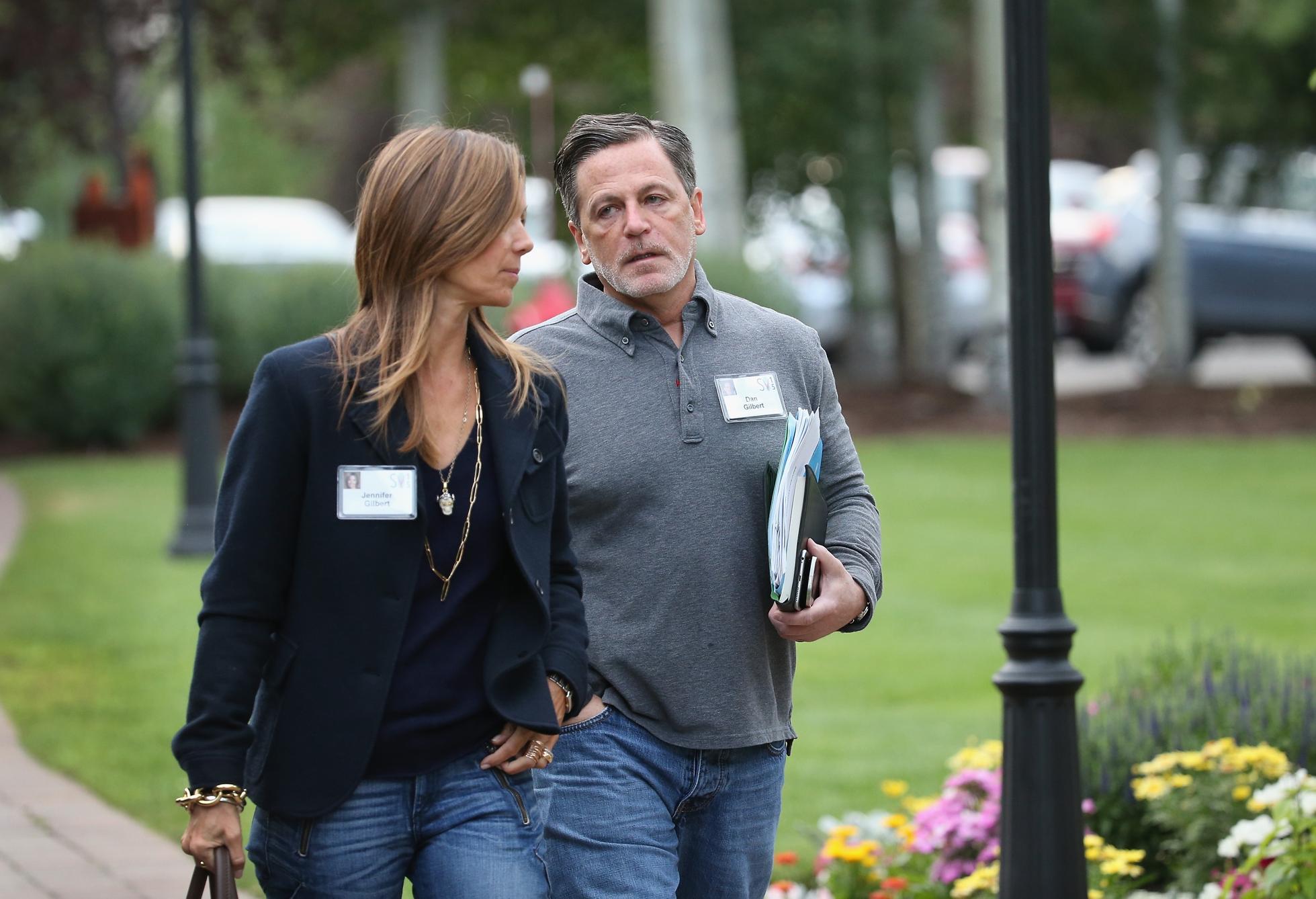 Dan and Jennifer Gilbert at the Allen & Company Sun Valley Conference in Sun Valley, Idaho in July 2015.