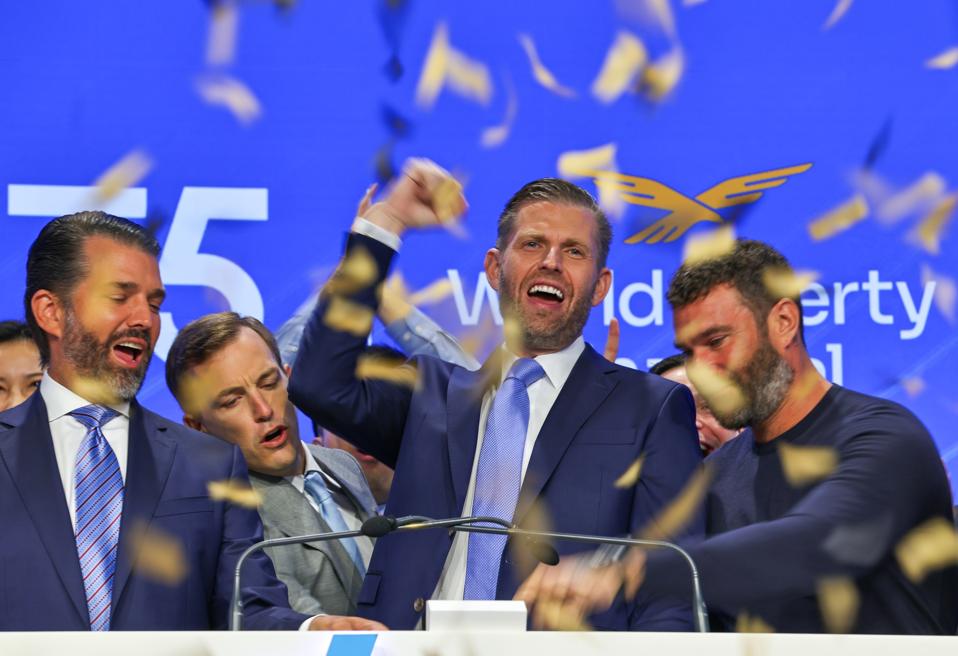 Eric Trump, Donald Trump Jr. and other World Liberty Financial leaders ring Nasdaq's bell