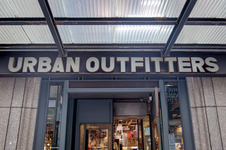 Sign at the entrance to a Urban Outfitters store in Midtown...