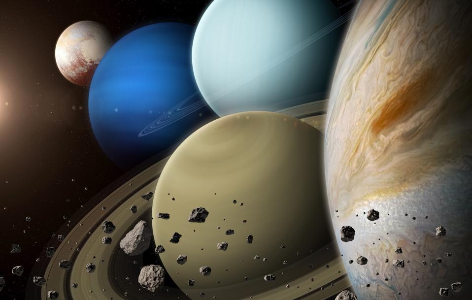 Jupiter, Saturn, Uranus, Neptune - Gas Giant planets.