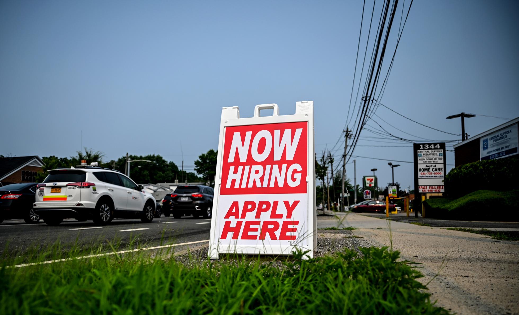 Help Wanted sign on road on Long Island in 2021