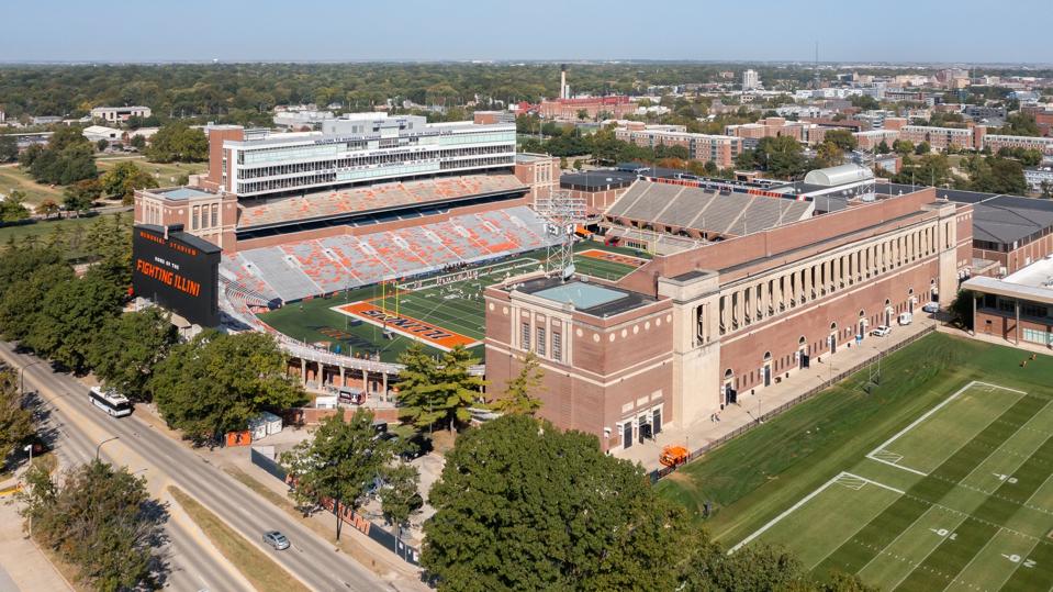 View of the Antennine view of the University of Illinois' in Champaign, Il.