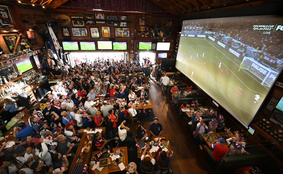 World Cup watch party during the USMT's opening match against Wales at Legends Sports Bar in Long Beach on Monday, November 21, 2022.