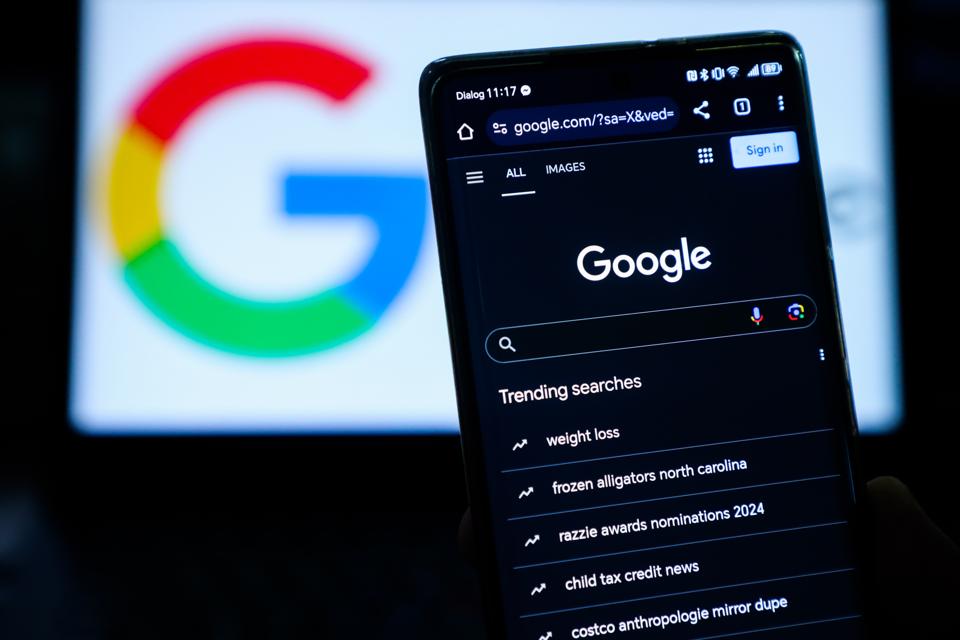 Google Search screen on a smartphone